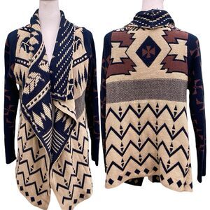 Anthropologie Srod Butterflies Sweater Womens S Aztec Cardigan Open Front Boho